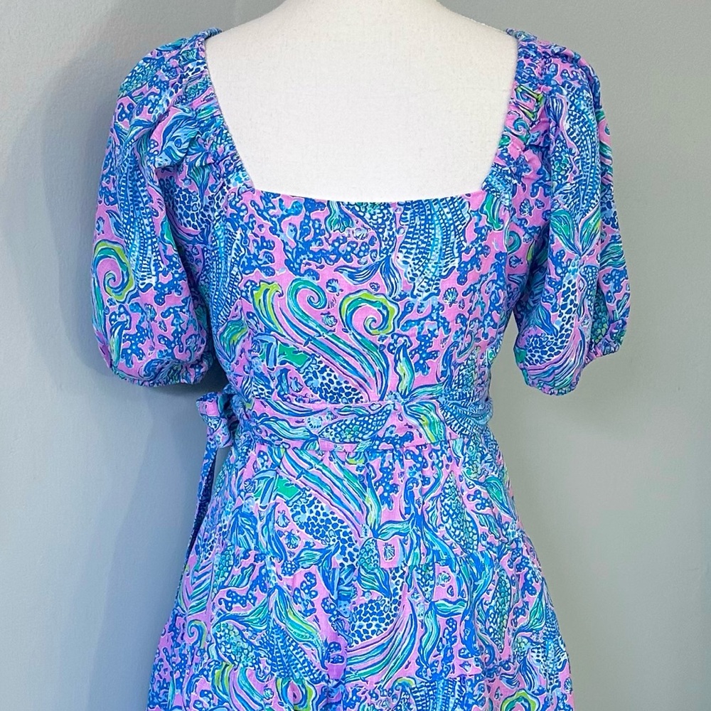 Lilly Pulitzer Iralee Linen Wrap Dress Lilac Rose We Mermaid Style 012609 - Picture 8 of 15